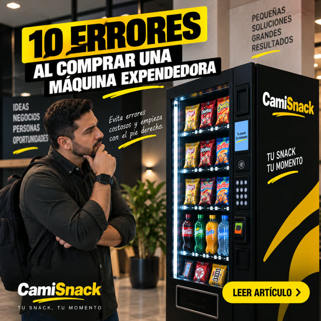 Comprador pensando frente a una máquina expendedora antes de decidir