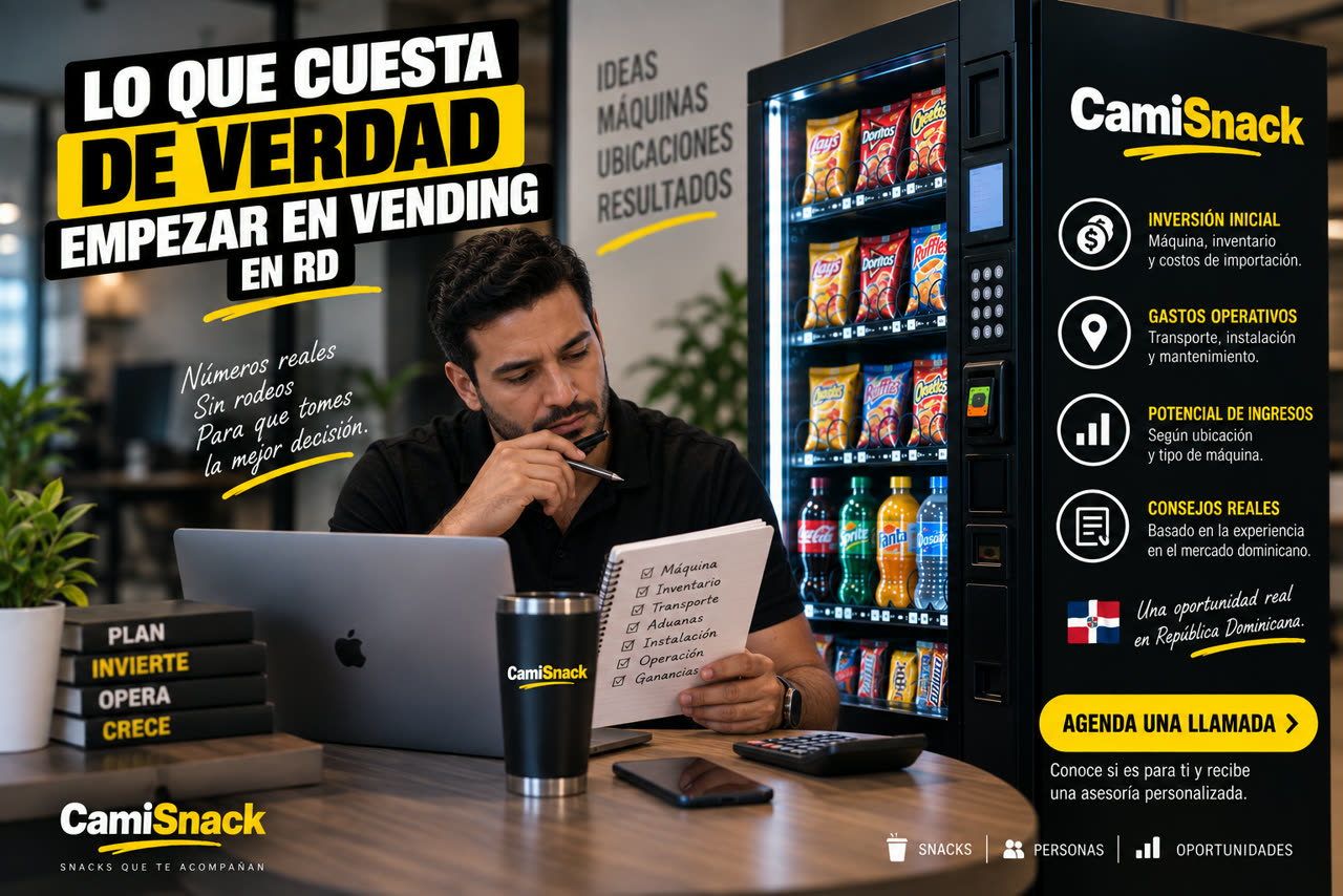 Desglose de la inversión inicial para empezar en vending: equipo, instalación y franquicia