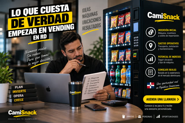 Desglose de la inversión inicial para empezar en vending: equipo, instalación y franquicia